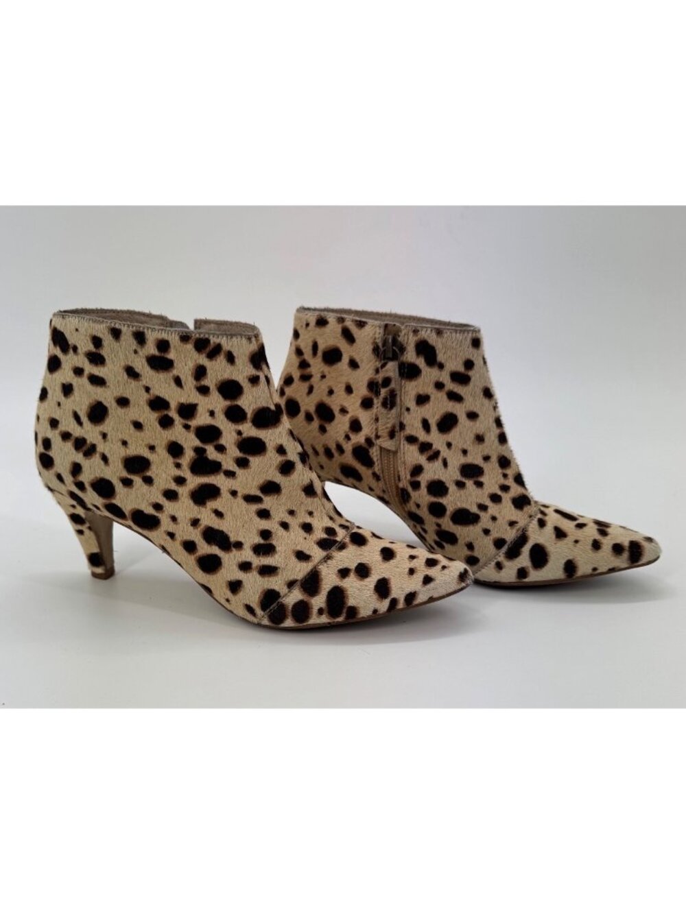 Matisse Leopard Print Calf Hair Kitten Heel Ankle Boots Size 6.5M - Made In Braz